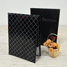 PU직사각 거울 (특수가공거울)블랙[135*180mm] | 탁상거울 판촉물 제작