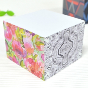 플라워 일러스트 인쇄 큐브형 포스트잇 (70*75mm) 500매 | 포스트잇 떡메모지 판촉물 큐레이션 제작