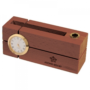원목 명함꽂이 아나로그 시계 A-018 (130x50x45mm​) | 메모함 명함꽂이 판촉물 제작