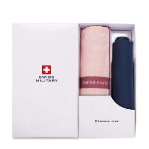 스위스밀리터리 3단수동 솔리드+120타올 세트 | 우산 타올 선물세트 판촉물 제작