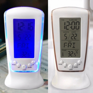 (스탠드) 시계달력온도계 -무드조명기능 | 기능성 탁상시계 판촉물 제작