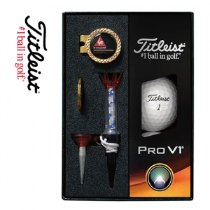 타이틀리스트 Pro V1 골프볼 골드 볼마커 자석티 세트 | 건강용품 레저용품 판촉물 큐레이션 제작