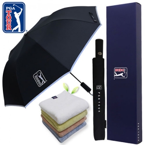 PGA 2단자동 리플렉티브 안전우산+180g 모달사타올세트 | 우산 타올 선물세트 판촉물 제작