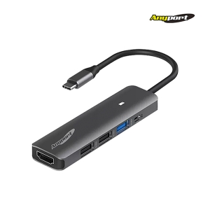 애니포트 5IN1 알루미늄바디 C타입허브 PD 100W USB허브 AP-TC51PH | USB허브 어댑터 판촉물 제작