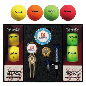 볼빅 플라이온 칼라볼6구+칩볼마커(2)+그린보수기볼마커(골드)+자석클립(골드)+자석티 세트 | 골프용품 판촉물 큐레이션 제작