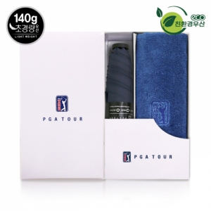 PGA 친환경그린 3단수동 사각스키니 우산+170g면사타올세트
