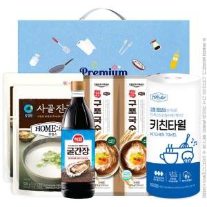 청정원사골진곰탕2P 굴간장500ml 구포국수(소면)2P 롤타입키친타올(6종)