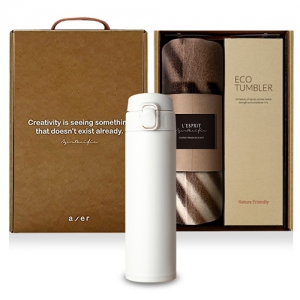 레스쁘리 고급 모던원터치텀블러 세트 D(텀블러500ml+무릎담요)