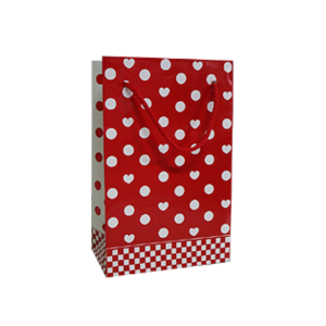 기성 종이쇼핑백 8호(하트 땡땡이) (1묶음-100EA)(120x65x190mm)