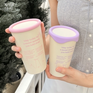 [애프터글랫] 플랫원캡 아이보리 러블리 텀블러 500ml 1P