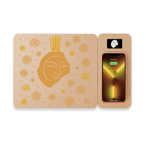 얼굴무늬 수막새 고속무선충전 마우스패드 2IN1 분리형 LED  Light GOLD CROWN | 마우스패드 판촉물 제작