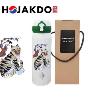 한국전통 민화 호작도 까치와 호랑이 원터치 텀블러 500ml 기프팅 | 스텐머그 머그형텀블러 판촉물 제작