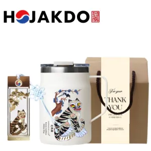 한국전통 까치와호랑이 호작도 파우더 머그컵 480ml 책갈피 기프팅 | 텀블러 기타선물세트 판촉물 제작