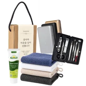 고급 위생키트 쓰리쎄븐 손톱깎이(7PCS) 777 + 코지 고리수건 + 카밀 핸드크림 | 손톱깍이선물세트 판촉물 제작