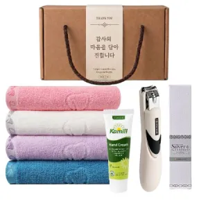 발톱깎이 손톱깎이 777 쓰리쎄븐 + 카밀 핸드크림 + 오마샤리프 리본 150g 호텔 수건 타올 선물세트 | 손톱깍이선물세트 판촉물 제작
