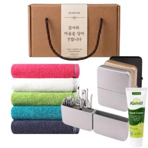 손톱깎이(7pcs) 쓰리쎄븐 + 카밀 핸드크림 + 포티스 40수코마 180g 호텔 수건 타올 선물세트 | 손톱깍이선물세트 판촉물 제작