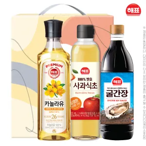 해표 카놀라유 사과식초500ml 굴간장500ml(3종) | 식품선물세트 판촉물 제작