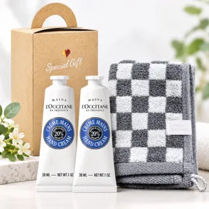 록시땅 핸드크림30ml&그레이뱀부체스그리드 핸드타올 세트 | 타올 기타세트 판촉물 제작