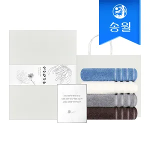송월타올 뉴필라라인 세면 2매세트+쇼핑백(띠지+감사장) 조문 답례품 | 타올선물세트 판촉물 제작