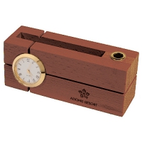 원목 명함꽂이 아나로그 시계 A-018 (130x50x45mm&#8203;) | 메모함 명함꽂이 판촉물 제작
