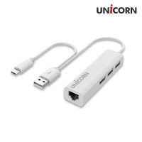 유니콘 C타입 + A타입 USB 3포트 허브 랜카드 ULAN-300CA (85mm x 23mm x 16mm / 30g) | USB허브 어댑터 판촉물 제작