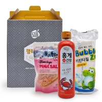 다올 기프트세트 행복9호 (간장 1개+롤키친타올+핑크소금 파우치 250g)