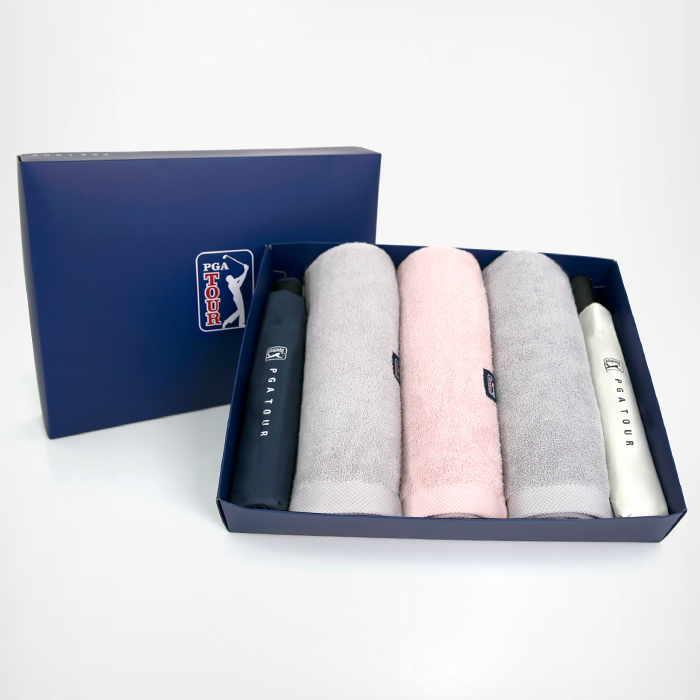 우산 우산/타올 선물세트 PGA 3단 완전자동 세이프티+3단수동 암막 우양산+200g 타올 3P 세트(소) 상품 사진